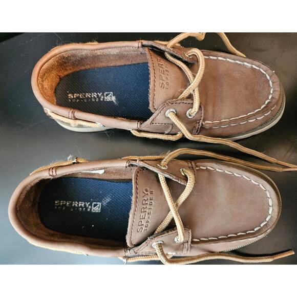 Boys Sperry Top-Sider 'Leeward' Brown Leather Shoes Size 13M - Picture 3 of 9